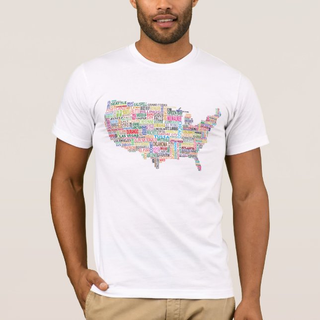 Camiseta Mapa de la ciudad de Estados Unidos (Anverso)