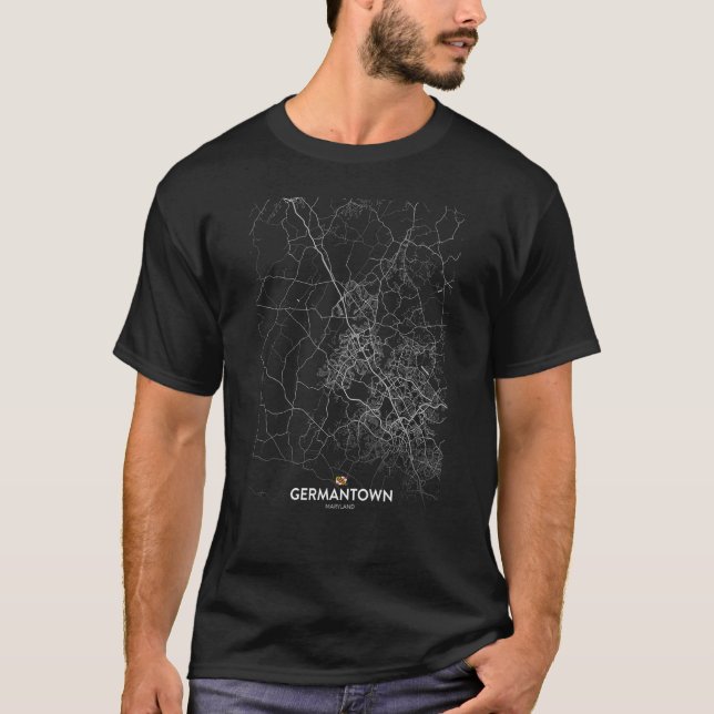 Camiseta mapa de la ciudad de germantown maryland (Anverso)