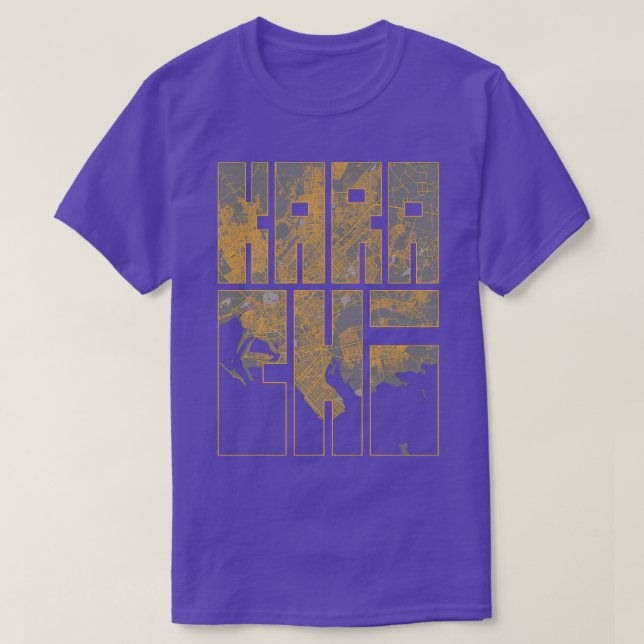 Camiseta Mapa de la ciudad de Karachi en Pakistán Typograph (Diseño del anverso)