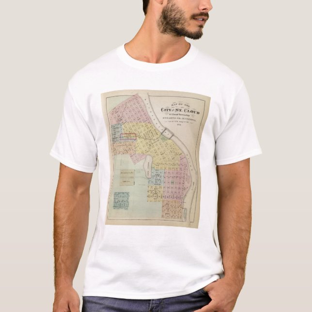 Camiseta Mapa de la ciudad de la nube del St., Minnesota (Anverso)