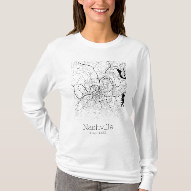 Camiseta Mapa de la ciudad de Nashville (Anverso)