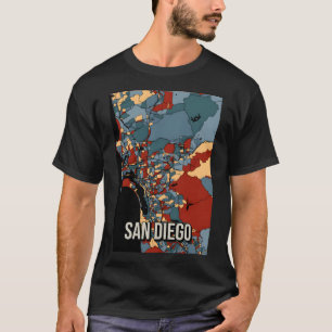 Camiseta Mapa de la ciudad de San Diego - Tono de tierra co