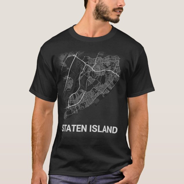Camiseta Mapa de la ciudad de Staten Island (AMPLIACIÓN DE (Anverso)