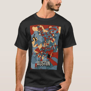 Camiseta Mapa de la ciudad del tono de la tierra de Austin 