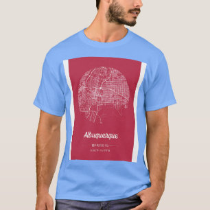 Camiseta Mapa de la ciudad en rojo Albuquerque Nuevo México