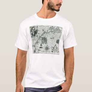 Camiseta Mapa de la costa costa de Nueva Inglaterra