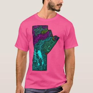 Camiseta Mapa de la cuenca del río Manitoba en colores arco