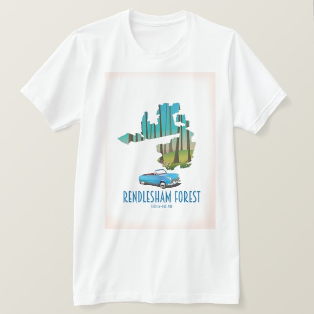 Camiseta Mapa de la época de Rendlesham Forest Suffolk (Anverso del diseño)