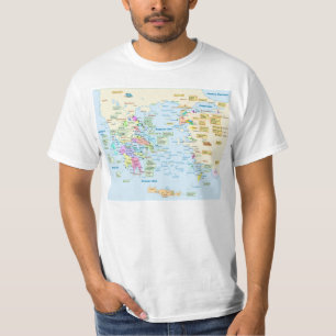 Camiseta Mapa de la era homérica Grecia con las etiquetas