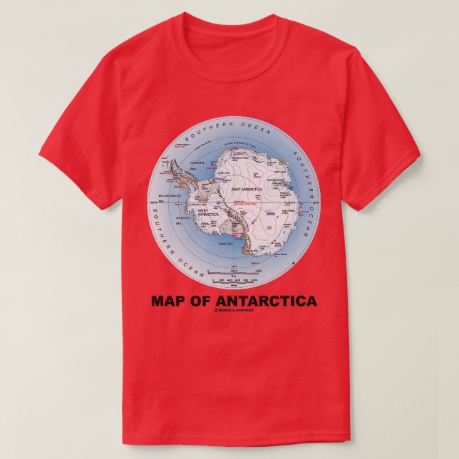Camiseta Mapa De La Geografía Del Continente Sur Antártico (Diseño del anverso)