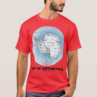 Camiseta Mapa De La Geografía Del Continente Sur Antártico