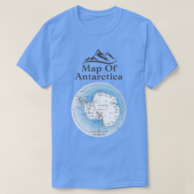 Camiseta Mapa De La Geografía Del Continente Sur Antártico  (Diseño del anverso)