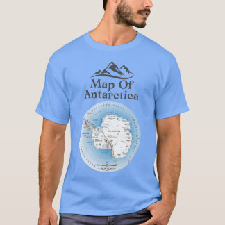 Camiseta Mapa De La Geografía Del Continente Sur Antártico