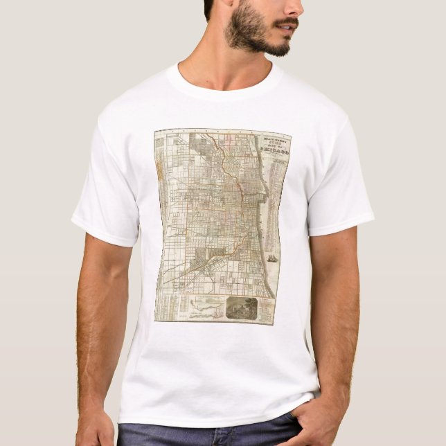 Camiseta Mapa de la guía de Blanchard de Chicago (Anverso)