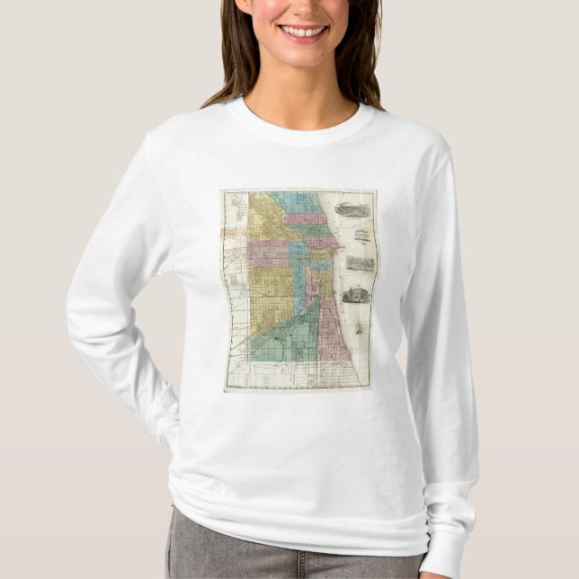Camiseta Mapa de la guía de Chicago (Anverso)