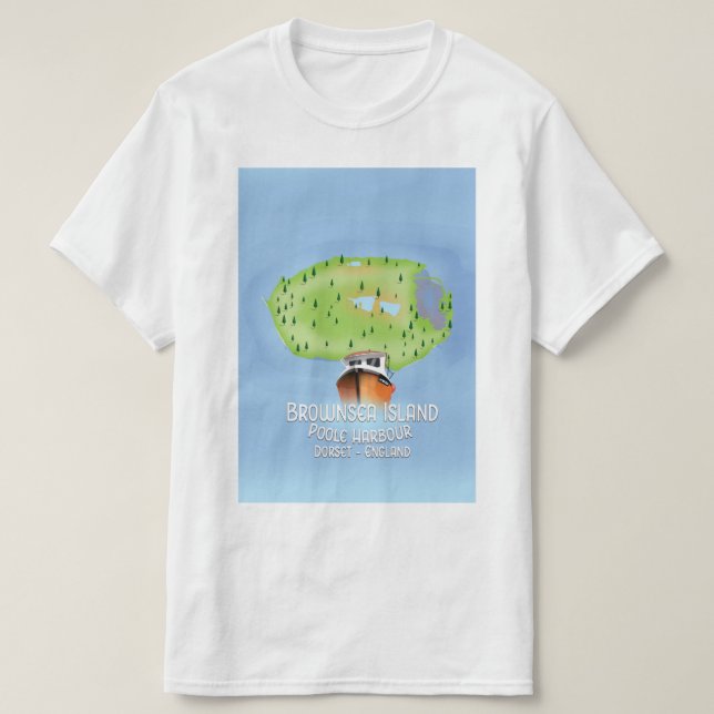 Camiseta Mapa de la isla Brownsea, Poole, dorset, Inglaterr (Diseño del anverso)