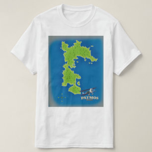 Camiseta mapa de la isla de Patmos Grecia