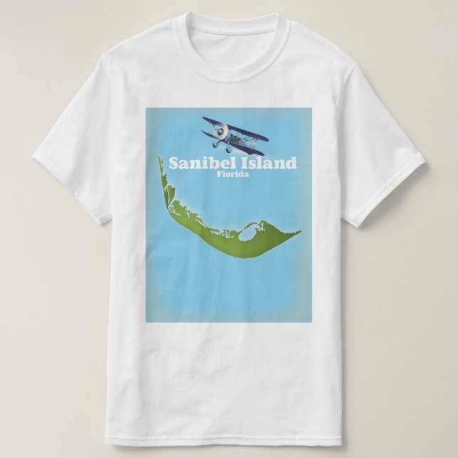 Camiseta Mapa de la isla de Sanibel en Florida (Diseño del anverso)