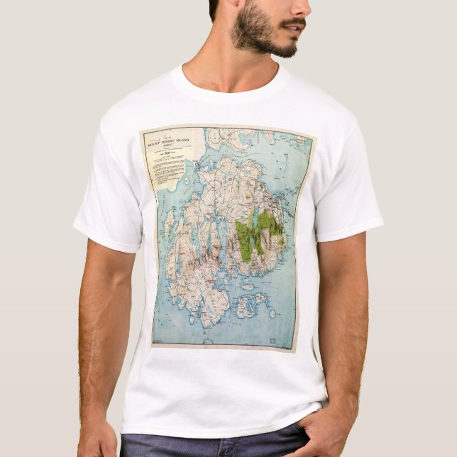 Camiseta Mapa de la isla desierta del soporte, Maine (1917) (Anverso)