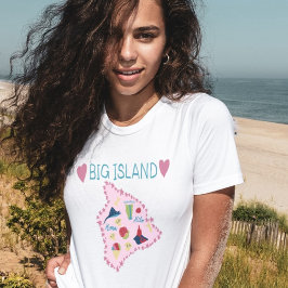 Camiseta Mapa de la Isla Grande de Hawái Ilustración Adorab