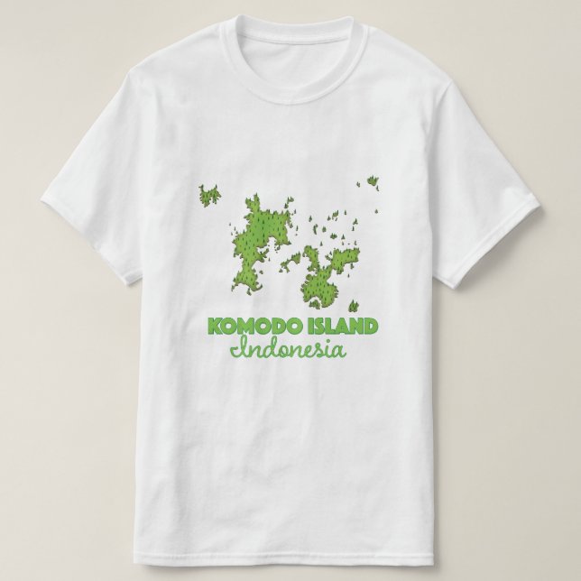 Camiseta Mapa de la isla Komodo Indonesia (Diseño del anverso)