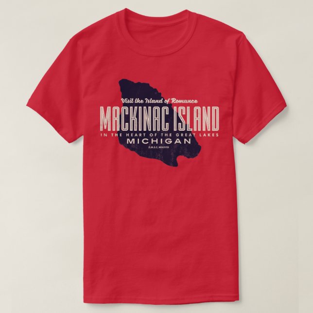 Camiseta Mapa de la isla Mackinac en Michigan (Diseño del anverso)
