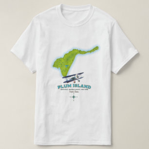 Camiseta Mapa de la isla Plum, Southold, condado de Suffolk