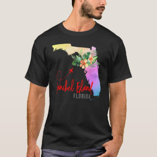 Camiseta Mapa de la Isla Sanibel Coincidente Vacaciones Fam