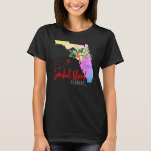 Camiseta Mapa de la Isla Sanibel Coincidente Vacaciones Fam