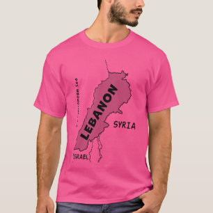 Camiseta Mapa de la línea negra dibujada a mano del Líbano