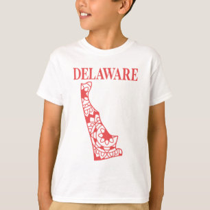 Camiseta Mapa de la Mandala estatal de Delaware, Hecho en D