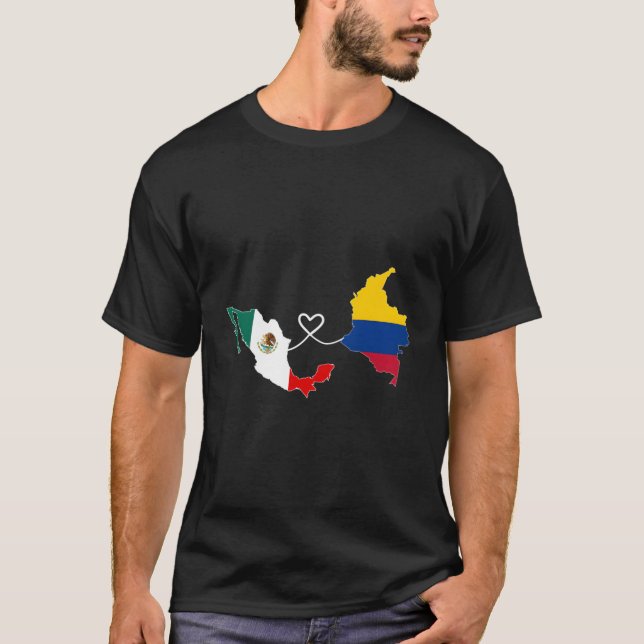 Camiseta Mapa de la mitad de la bandera mexicana en Colombi (Anverso)