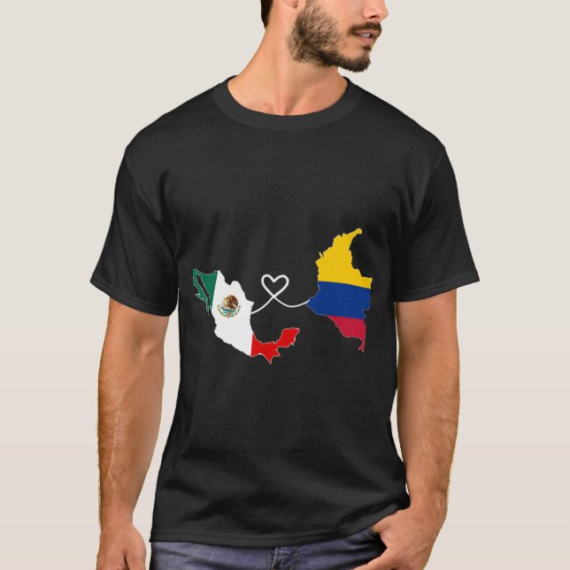 Camiseta Mapa de la mitad de la bandera mexicana en Colombi (Anverso)