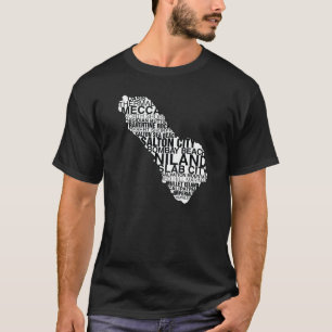 Camiseta Mapa de la palabra del mar de Salton: Oscuro