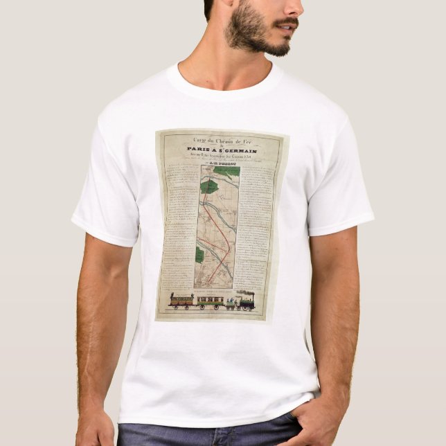 Camiseta Mapa de la París al ferrocarril de St Germain, (Anverso)