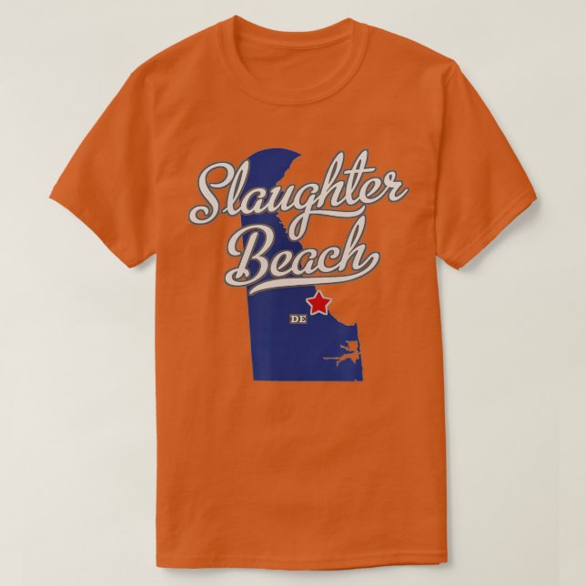 Camiseta Mapa de la playa de Slaughter Delaware DE (Diseño del anverso)