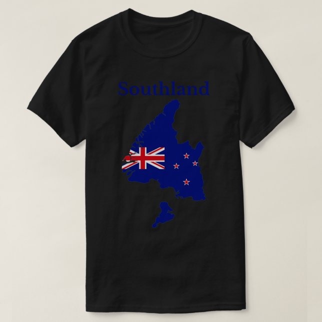Camiseta Mapa de la región del sur de Nueva Zelanda (Diseño del anverso)