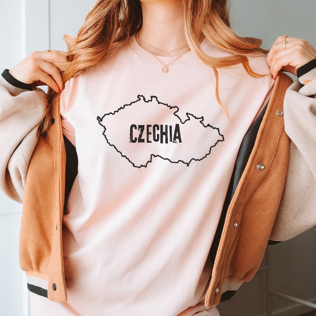 Camiseta Mapa de la República Checa Esbozar la línea fronte (Subido por el creador)