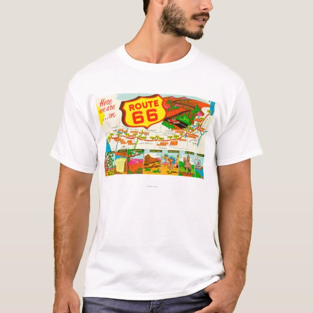 Camiseta Mapa de la ruta 66 de Los Ángeles a Chicago (Anverso)