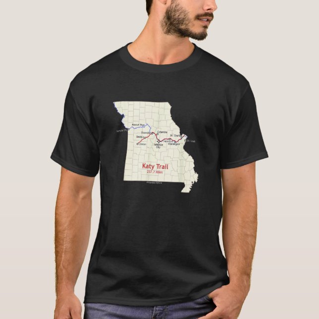 Camiseta Mapa de la ruta del sendero Katy (Anverso)