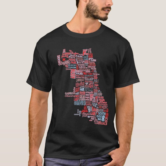 Camiseta Mapa de la vecindad de Chicago (Anverso)