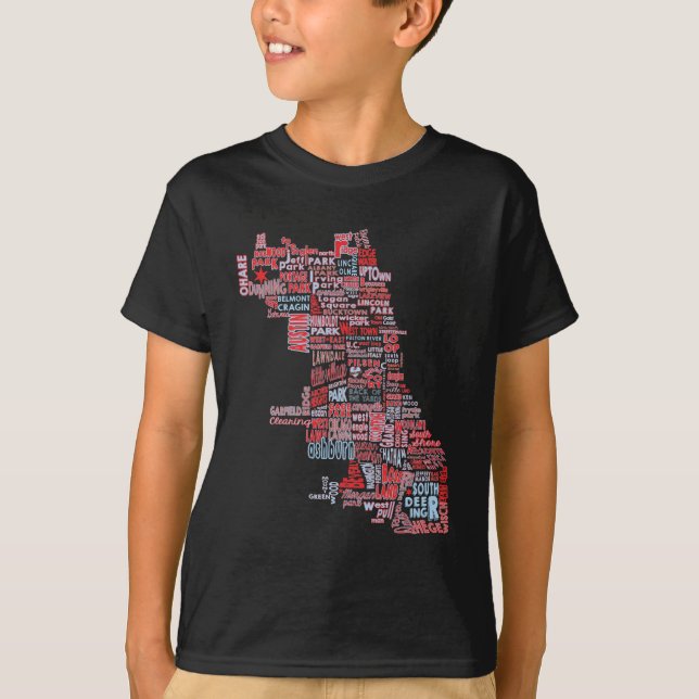 Camiseta Mapa de la vecindad de Chicago (Anverso)