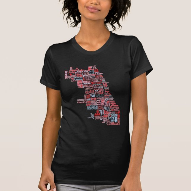 Camiseta Mapa de la vecindad de Chicago (Anverso)