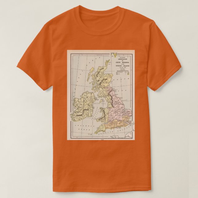 Camiseta Mapa de las antiguas Islas Británicas anglosajonas (Diseño del anverso)