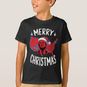 Camiseta Mapa de las elecciones rojas de Trump Feliz Navida