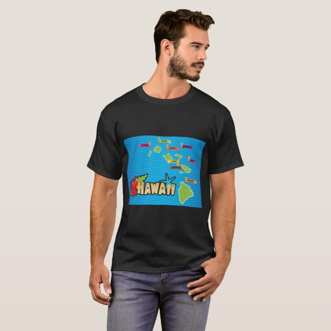 Camiseta Mapa de las Islas Hawái (Anverso completo)