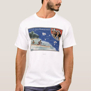 Camiseta Mapa de las islas, naturales en una canoa