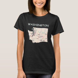 Camiseta Mapa De Las Principales Ciudades Del Estado De Was