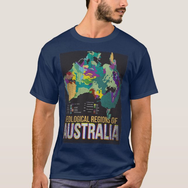Camiseta Mapa de las regiones geológicas de Australia (Anverso)