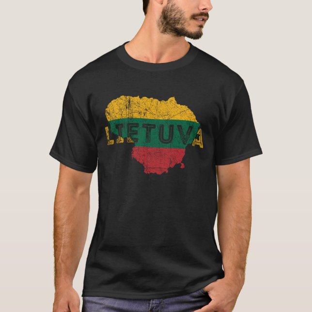 Camiseta Mapa de Lietuva y recuerdo de la bandera de (Anverso)